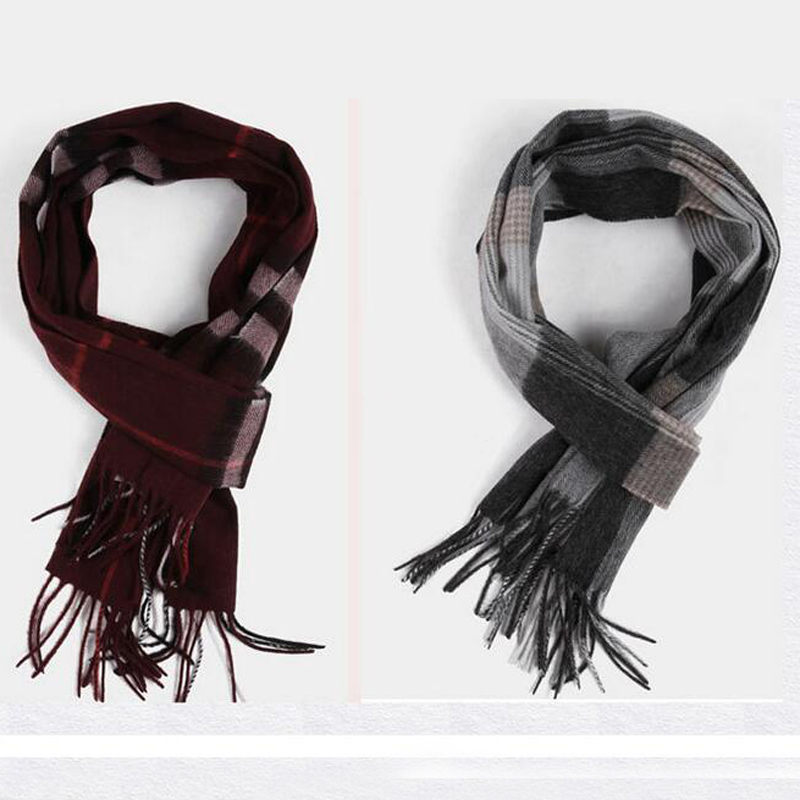 Soft Wool Scarves Black Red Plaid Women Winter Scarf